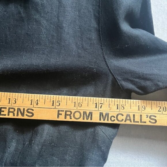 Studio Point black linen button up long sleeve shirt dress Sz M - Picture 9 of 10